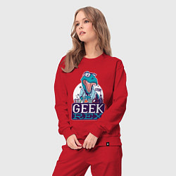 Костюм хлопковый женский Динозавр Гик Geek Rex, цвет: красный — фото 2