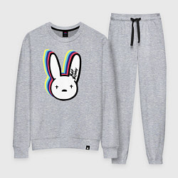 Костюм хлопковый женский Bad Bunny logo, цвет: меланж
