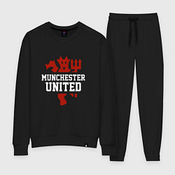 Костюм хлопковый женский Manchester United Red Devils, цвет: черный