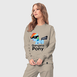 Костюм хлопковый женский Gangsta pony, цвет: миндальный — фото 2