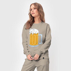 Костюм хлопковый женский Beer Cat, цвет: миндальный — фото 2
