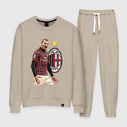 Костюм хлопковый женский Zlatan Ibrahimovic Milan Italy, цвет: миндальный