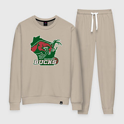 Костюм хлопковый женский Milwaukee Bucks, цвет: миндальный