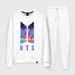 Костюм хлопковый женский Logo BTS, цвет: белый