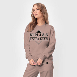 Костюм хлопковый женский Ninjas In Pyjamas, цвет: пыльно-розовый — фото 2