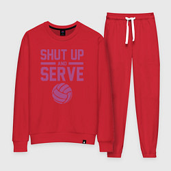 Костюм хлопковый женский Shut Up And Serve, цвет: красный