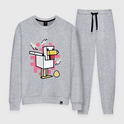 Костюм хлопковый женский Курица Chicken Майнкрафт, цвет: меланж