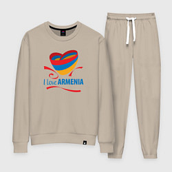 Костюм хлопковый женский Я люблю Армению, цвет: миндальный