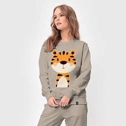 Костюм хлопковый женский Cartoon Tiger, цвет: миндальный — фото 2