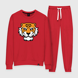 Костюм хлопковый женский Забавный Тигр, цвет: красный