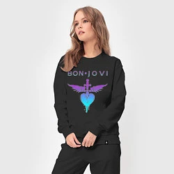 Костюм хлопковый женский BON JOVI NEON LOGO HEART, цвет: черный — фото 2