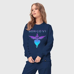 Костюм хлопковый женский BON JOVI NEON LOGO HEART, цвет: тёмно-синий — фото 2