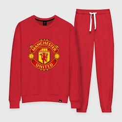 Костюм хлопковый женский Манчестер Юнайтед логотип, цвет: красный