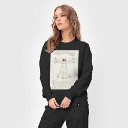 Костюм хлопковый женский Леонардо да Винчи Витрувианский человек Приблизите, цвет: черный — фото 2