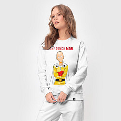 Костюм хлопковый женский Сайтама безразличие One Punch-Man, цвет: белый — фото 2