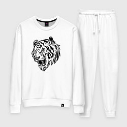 Костюм хлопковый женский Тигр черный на белом, цвет: белый