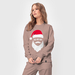 Костюм хлопковый женский Санта ХО-ХО-ХО арт, цвет: пыльно-розовый — фото 2