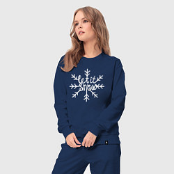 Костюм хлопковый женский Snowflake Let it snow, цвет: тёмно-синий — фото 2