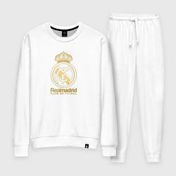 Костюм хлопковый женский Real Madrid gold logo, цвет: белый