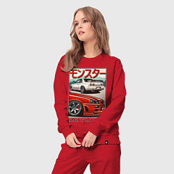 Костюм хлопковый женский Nissan Skyline Ниссан Скайлайн, цвет: красный — фото 2