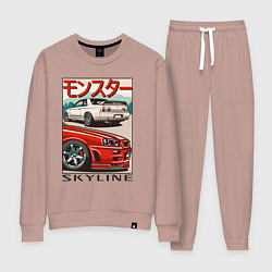 Костюм хлопковый женский Nissan Skyline Ниссан Скайлайн, цвет: пыльно-розовый