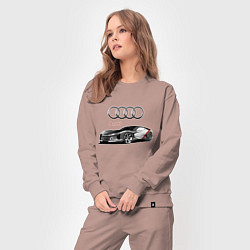 Костюм хлопковый женский Ауди - автоспорт концепт эскиз, цвет: пыльно-розовый — фото 2