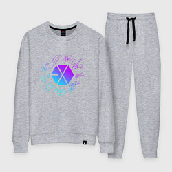 Костюм хлопковый женский EXO BAND NEON LOGO АВТОГРАФЫ, цвет: меланж