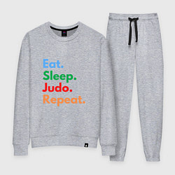 Костюм хлопковый женский Eat Sleep Judo Repeat, цвет: меланж