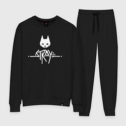 Костюм хлопковый женский Stray: White Logo, цвет: черный