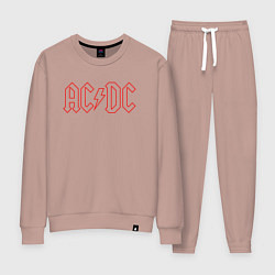 Костюм хлопковый женский ACDC - Logo, цвет: пыльно-розовый