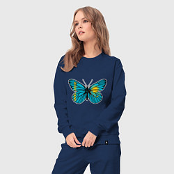 Костюм хлопковый женский Бабочка - Казахстан, цвет: тёмно-синий — фото 2