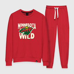 Костюм хлопковый женский Миннесота Уайлд, Minnesota Wild, цвет: красный