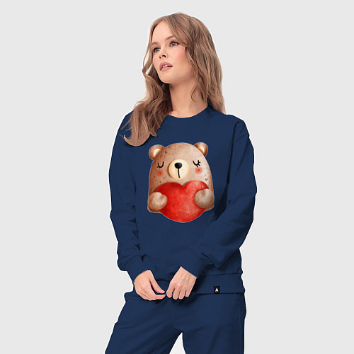 Женский костюм Мишка с сердечком с валентинкой / Тёмно-синий – фото 3