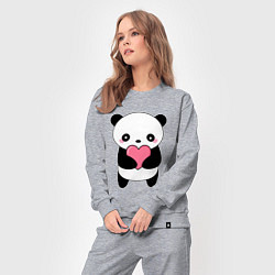 Костюм хлопковый женский КАВАЙНЫЙ ПАНДА KAWAII PANDA, цвет: меланж — фото 2