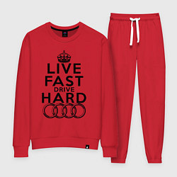 Костюм хлопковый женский AUDI LIVE FAST, DRIVE HARD АУДИ, цвет: красный