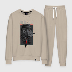 Костюм хлопковый женский Обезьяна мафиози, цвет: миндальный