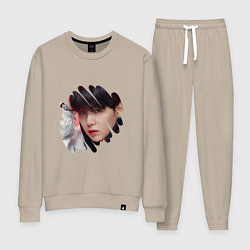 Костюм хлопковый женский Agust D SUGA BTS, цвет: миндальный