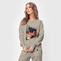 Костюм хлопковый женский Ван-Пис, Луффи, Зоро Ророноа, Санджи Винсмок, цвет: миндальный — фото 2