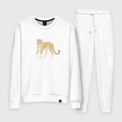 Костюм хлопковый женский Тигр, символ 2022, цвет: белый