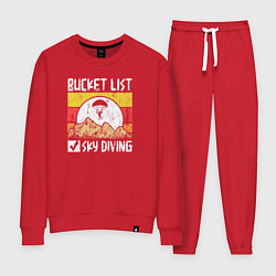 Костюм хлопковый женский Список желаний: Прыжки с парашютом, цвет: красный