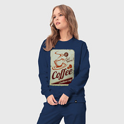 Костюм хлопковый женский Coffee Cup Retro, цвет: тёмно-синий — фото 2