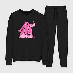 Костюм хлопковый женский Розовый слон, цвет: черный