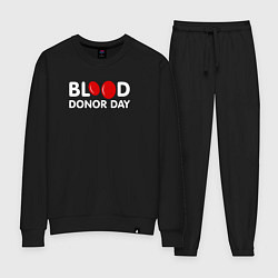 Костюм хлопковый женский Blood Donor Day, цвет: черный