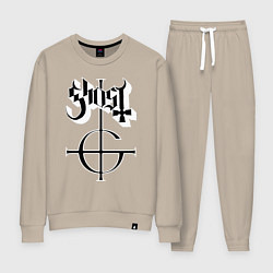Костюм хлопковый женский Ghost logo, цвет: миндальный