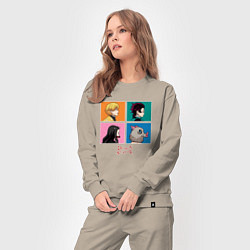 Костюм хлопковый женский Клинок, рассекающий демонов Коллаж, цвет: миндальный — фото 2