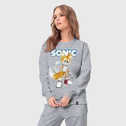 Костюм хлопковый женский Майлз Тейлз Прауэр Sonic Видеоигра, цвет: меланж — фото 2