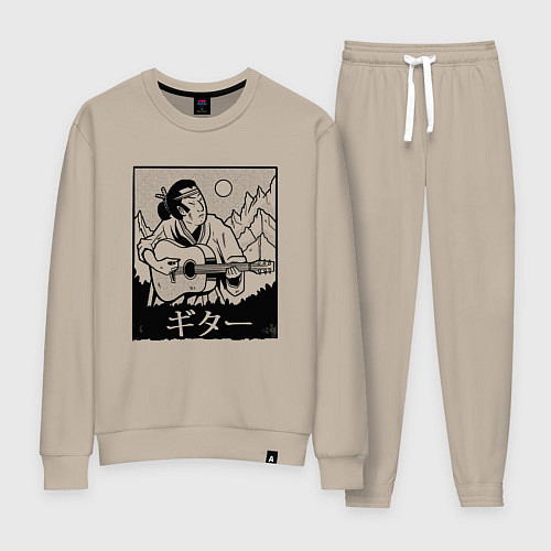 Женский костюм Самурай с гитарой Samurai playing guitar / Миндальный – фото 1