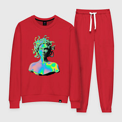 Костюм хлопковый женский Gorgon Medusa Vaporwave Neon, цвет: красный