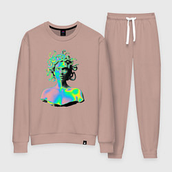 Костюм хлопковый женский Gorgon Medusa Vaporwave Neon, цвет: пыльно-розовый