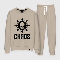 Костюм хлопковый женский Эмблема Хаоса с черепом, цвет: миндальный